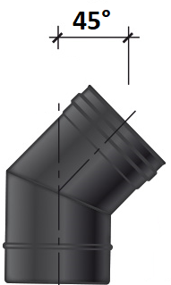 MT EW 100 mm Ø Bocht 45°  RVS zwart