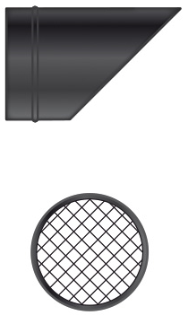 MT EW 100 mm Ø Uitloop schuin met rooster RVS zwart