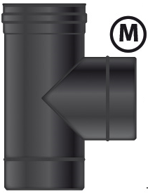 MT EW 100 mm Ø T-Stuk  V-M-M RVS zwart INCL. DOP
